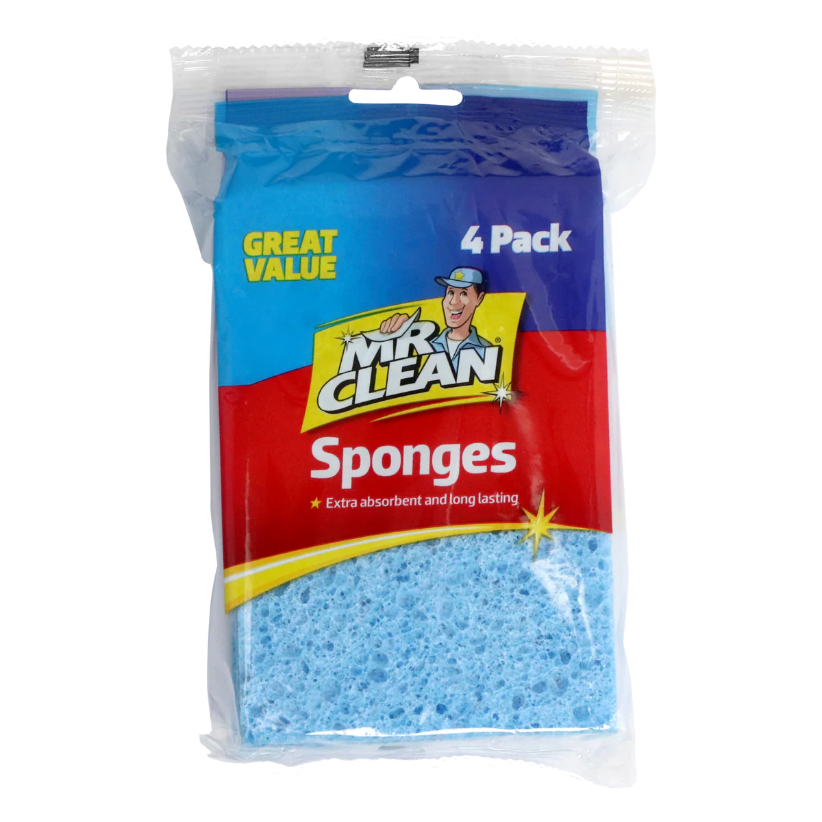Mr Clean Cellulose Sponge 4 Pack - 15 x 10 x 1 cm - Absorbent Natural Material