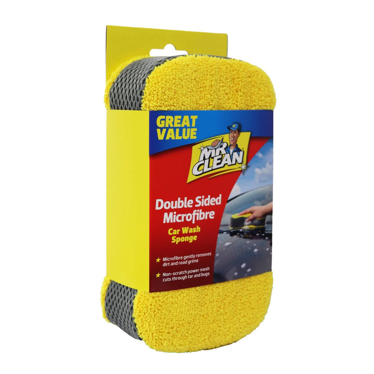 Mr Clean Double Sided Microfibre Car Sponge - 110mm x 190mm - Machine Washable - Image 2