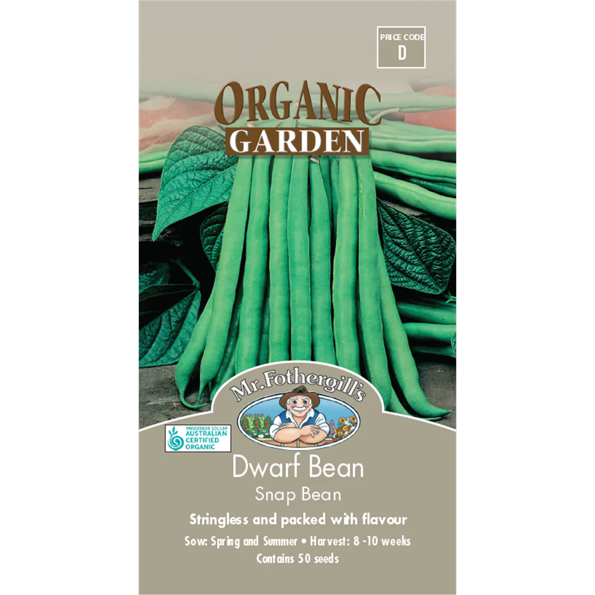 Mr Fothergill Dwarf Bean Seeds - 60cm - Organic - High Yield
