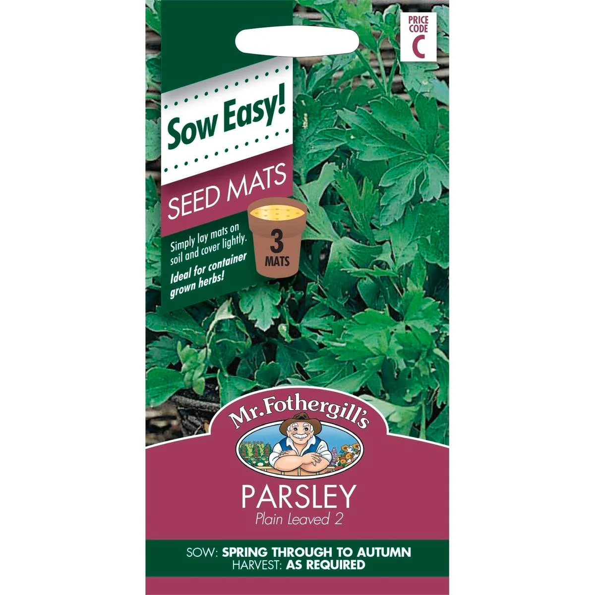 Mr Fothergill Parsley Seed Mat - 75mm x 145mm - Biodegradable Paper - Easy Grow