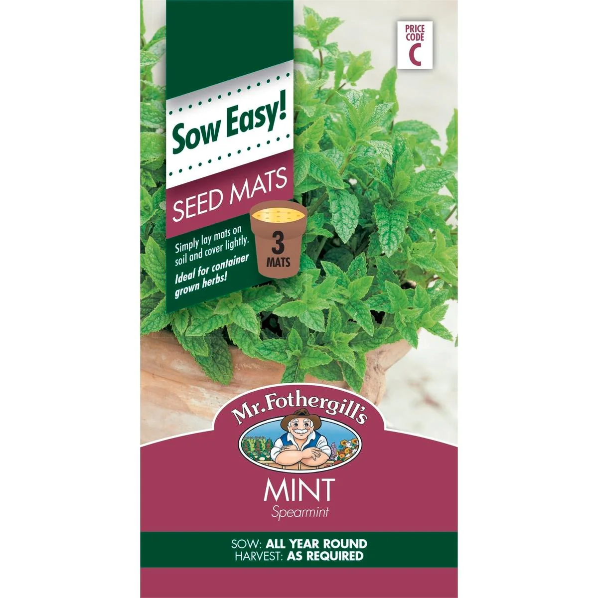 Mr Fothergill Spearmint Seed Mats 75mm Easy Grow Aromatic Herbs