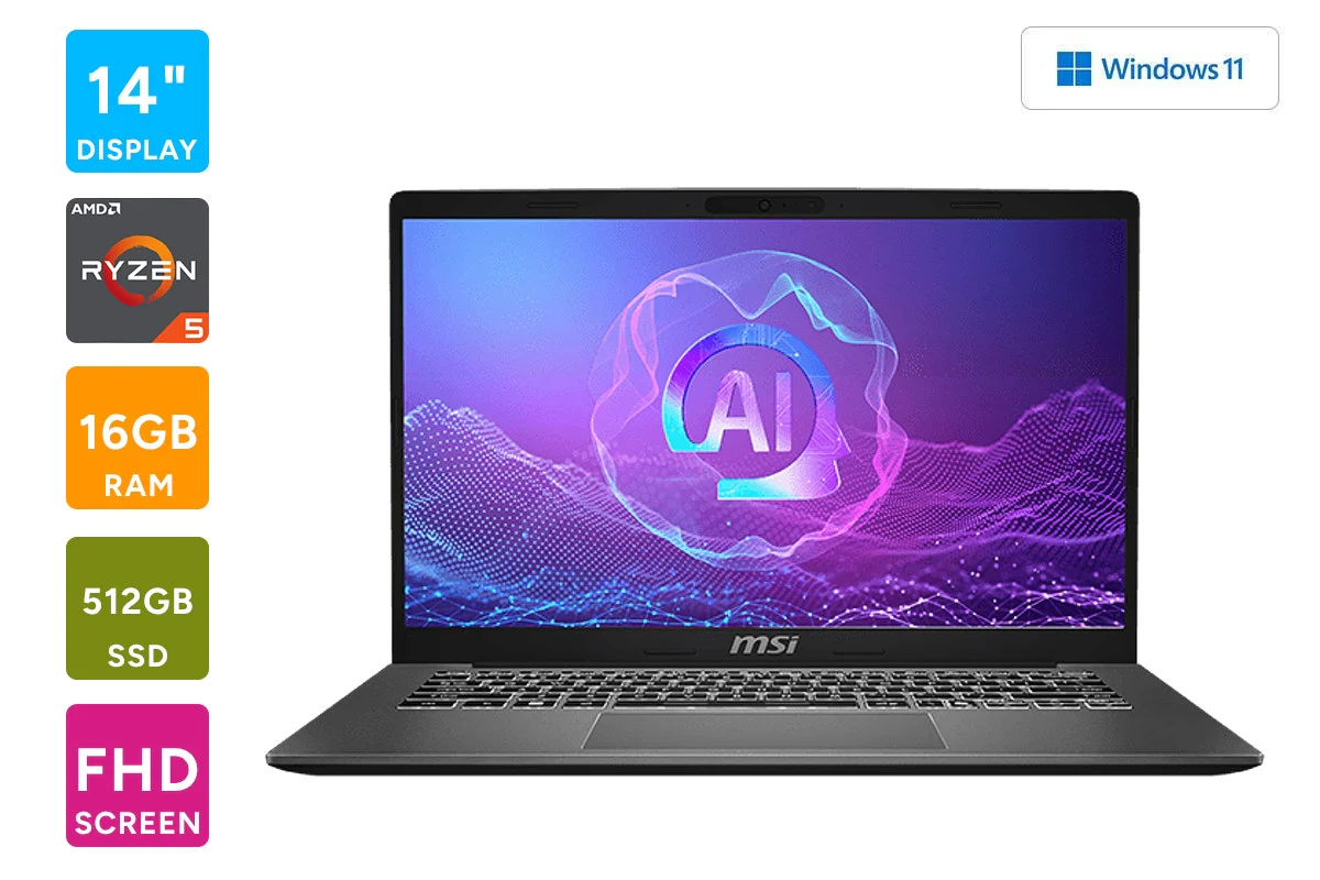 MSI Modern 14 FHD Ryzen 5 AI Laptop 16GB 512GB F2HMG-003AU