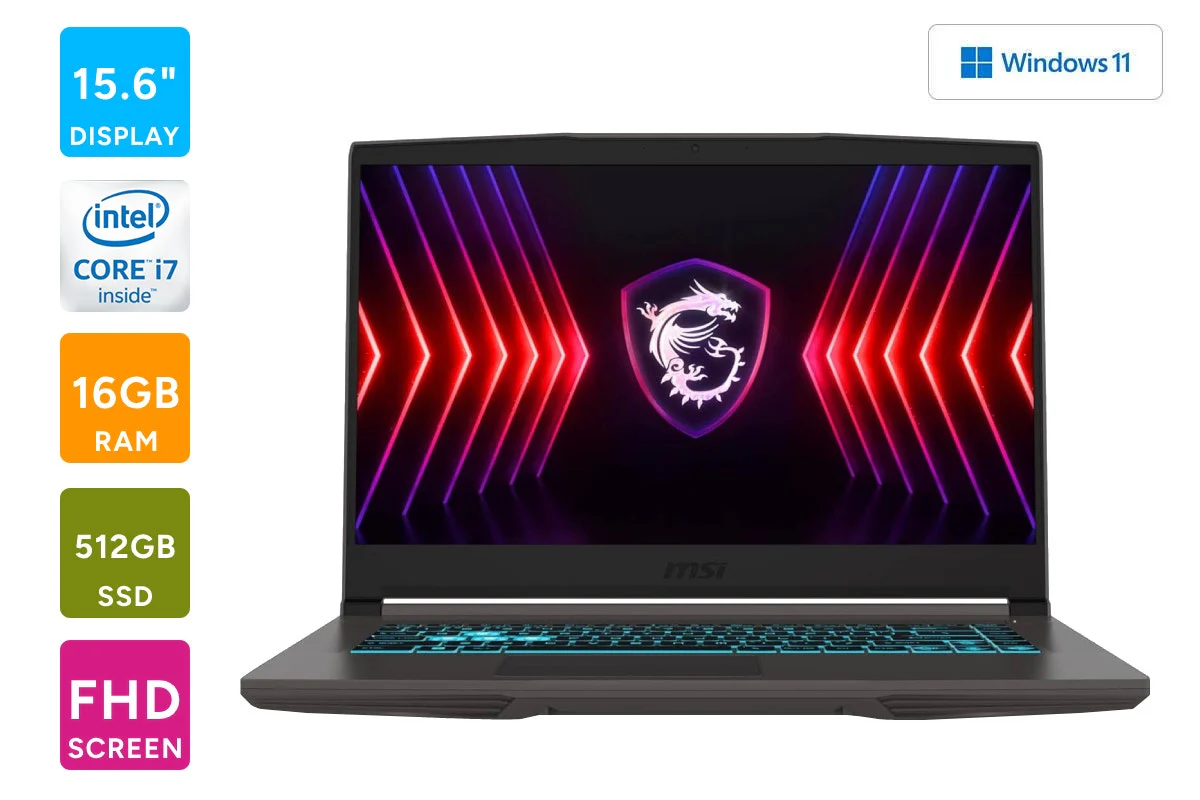 MSI Thin 15 Gaming Laptop - 15.6" FHD, i7, RTX 4050, 16GB RAM, 512GB SSD