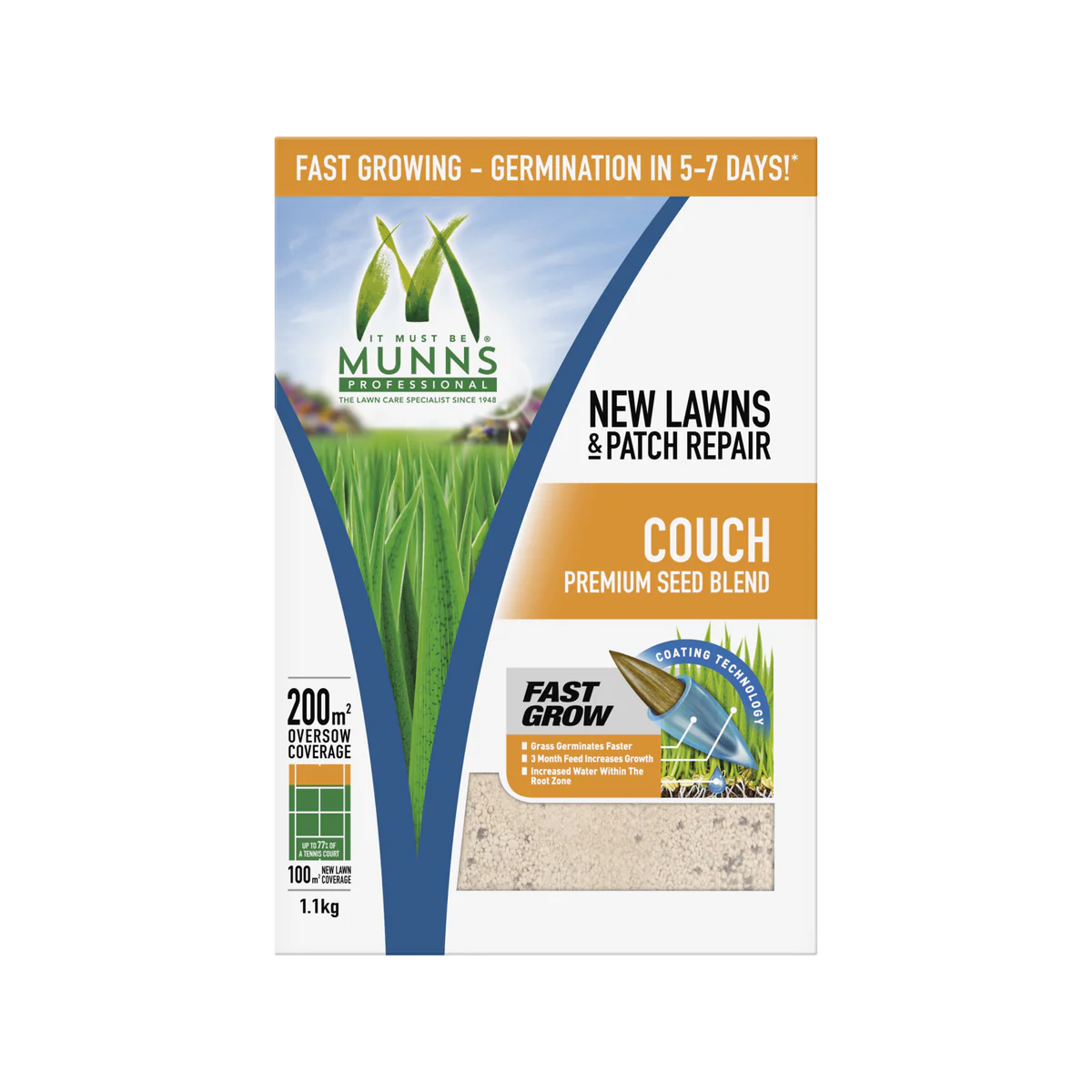 Munns Professional Couch Lawn Seed - 1.1kg - Lawn Seed Blend - Drought Tolerant - Image 3