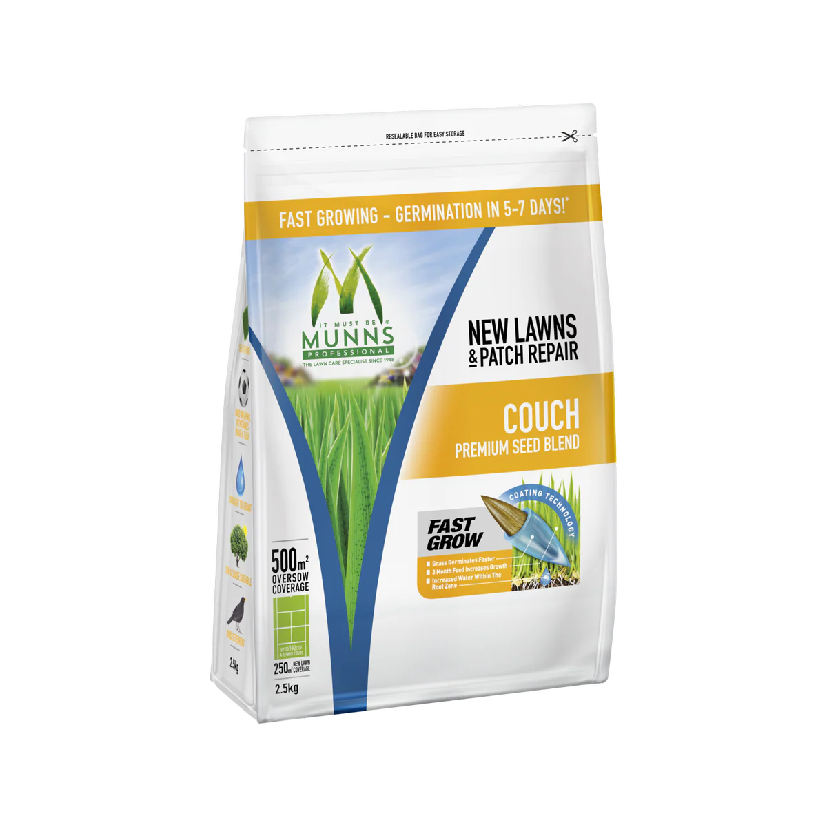 Munns Professional Couch Lawn Seed - 2.5kg - Lawn Seed Blend - Drought Tolerant