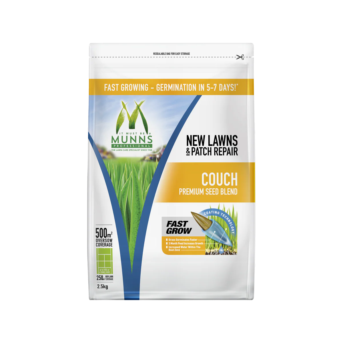 Munns Professional Couch Lawn Seed - 2.5kg - Lawn Seed Blend - Drought Tolerant - Image 2