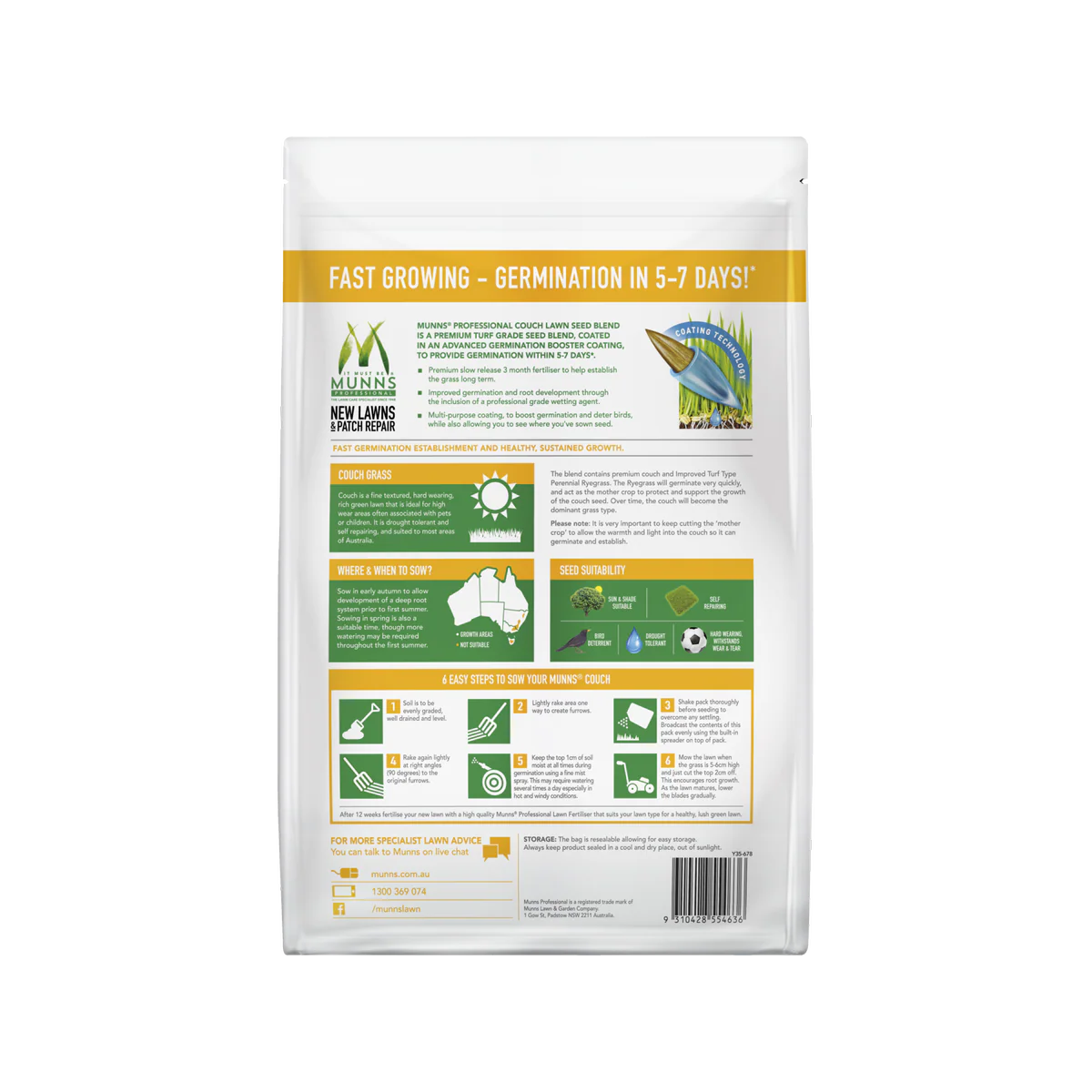 Munns Professional Couch Lawn Seed - 2.5kg - Lawn Seed Blend - Drought Tolerant - Image 3