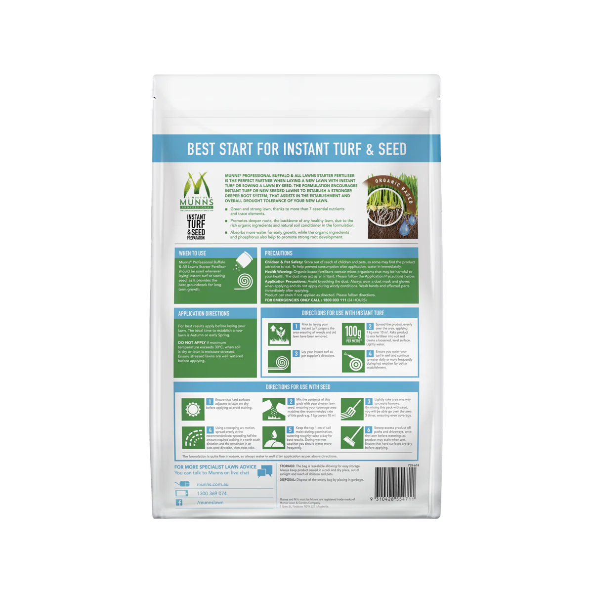Munns Professional Fertiliser - 5kg - Granular - Lawn Starter - Image 3