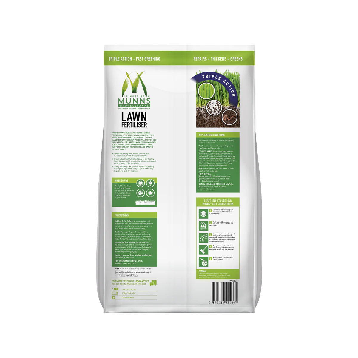Munns Professional Golf Course Green Fertiliser - 10kg - Granular - All Lawns - Image 4