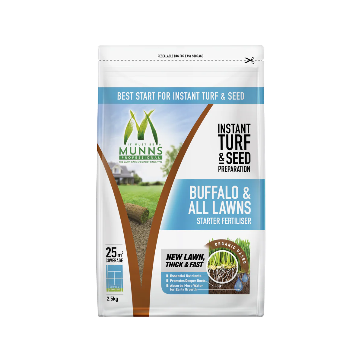Munns Professional Turf Starter Fertiliser - 2.5kg - Granular - All Lawns - Image 2