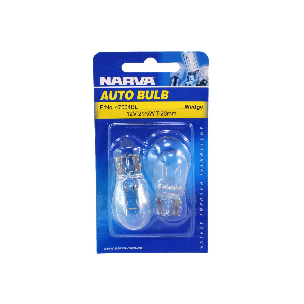 Narva 12V 21/5W T20 Incandescent Wedge Globe 2 Pack - Reliable Lighting Solution - Image 2