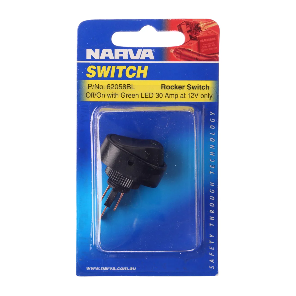 Narva 12V 30A Green LED SPST On Off Rocker Switch - Easy Installation - Reliable Control - Image 2