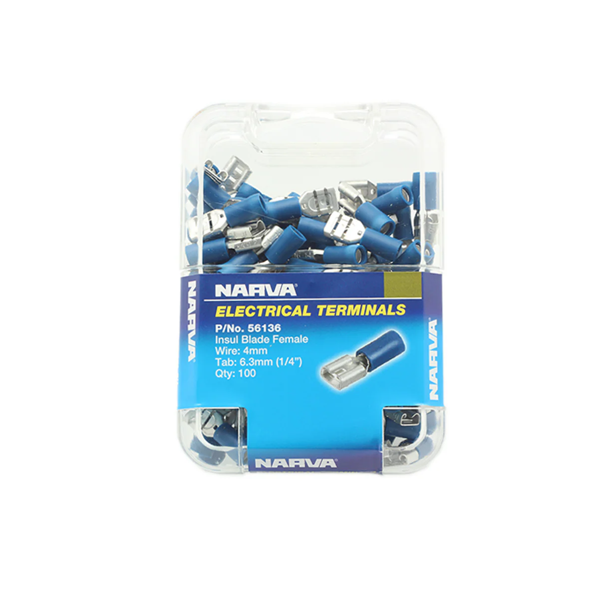 Narva Female Blade Terminal - 6.3x0.8mm - Flared Vinyl - 100 Pack
