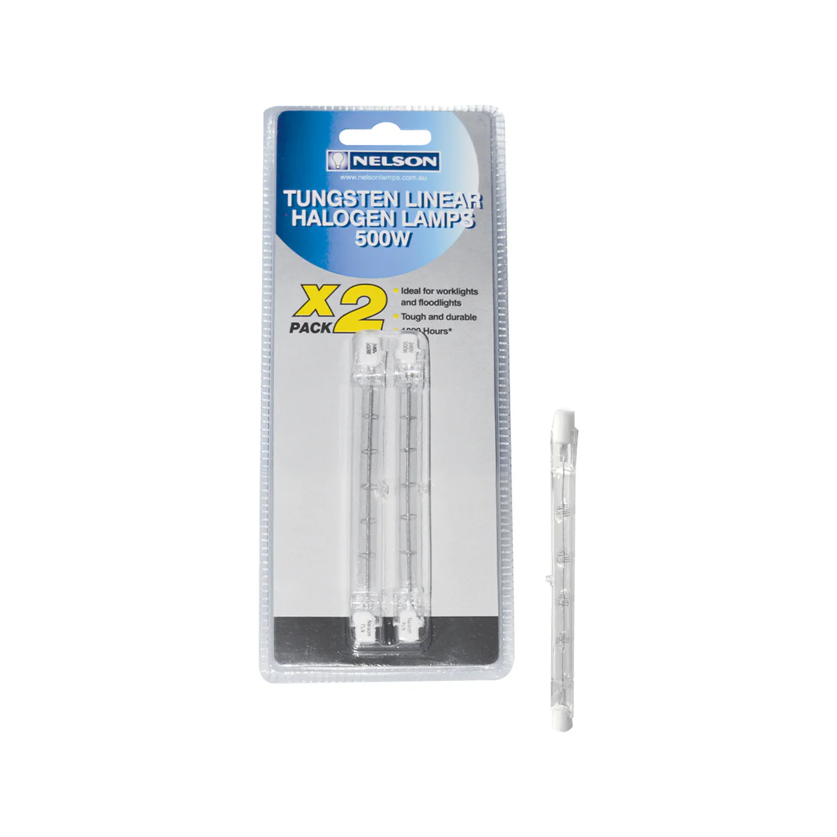 Nelson Halogen Lamp - 500W - Glass - Twin Pack