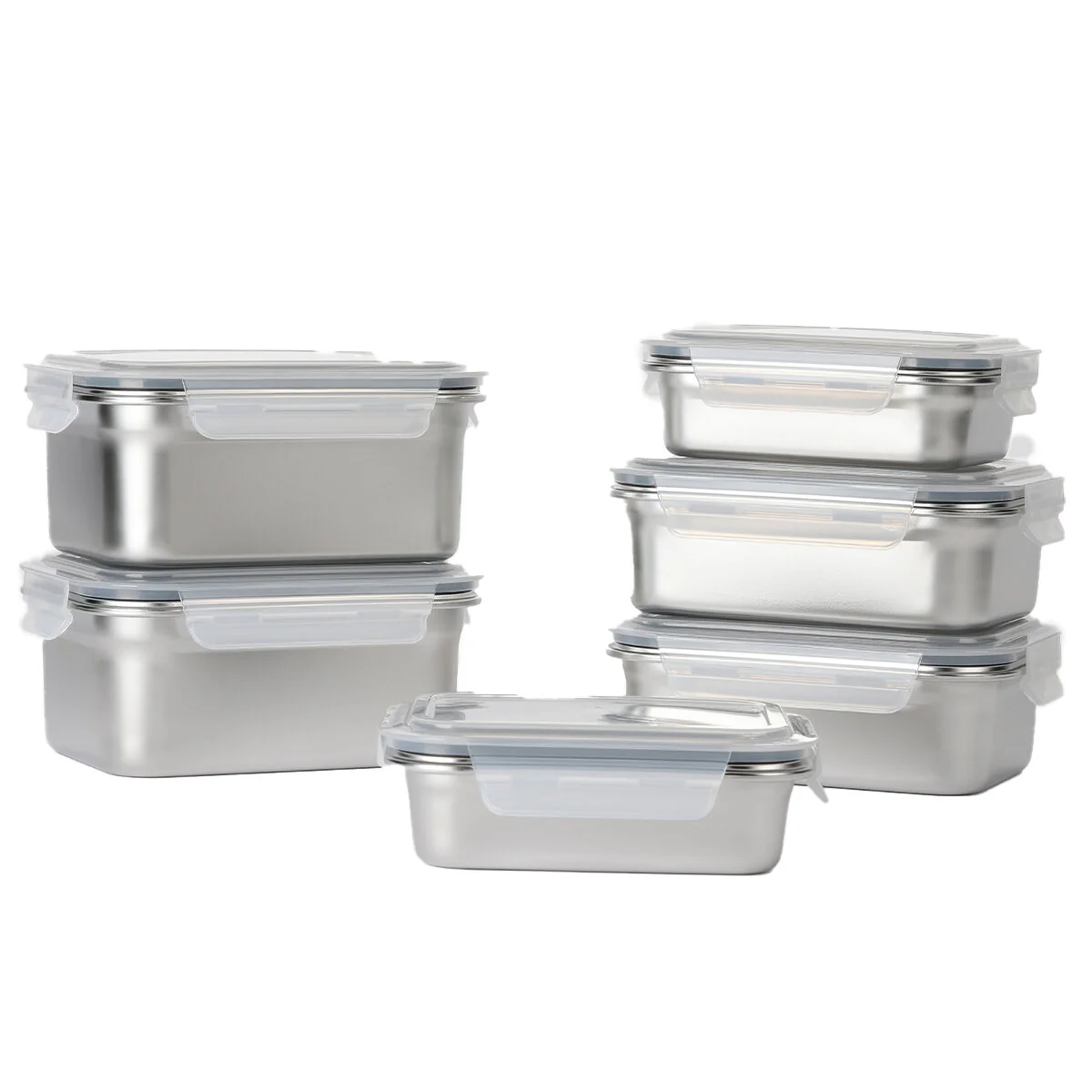 Neoflam 304 Stainless Steel Microwavable Containers 12-Piece Set Silver