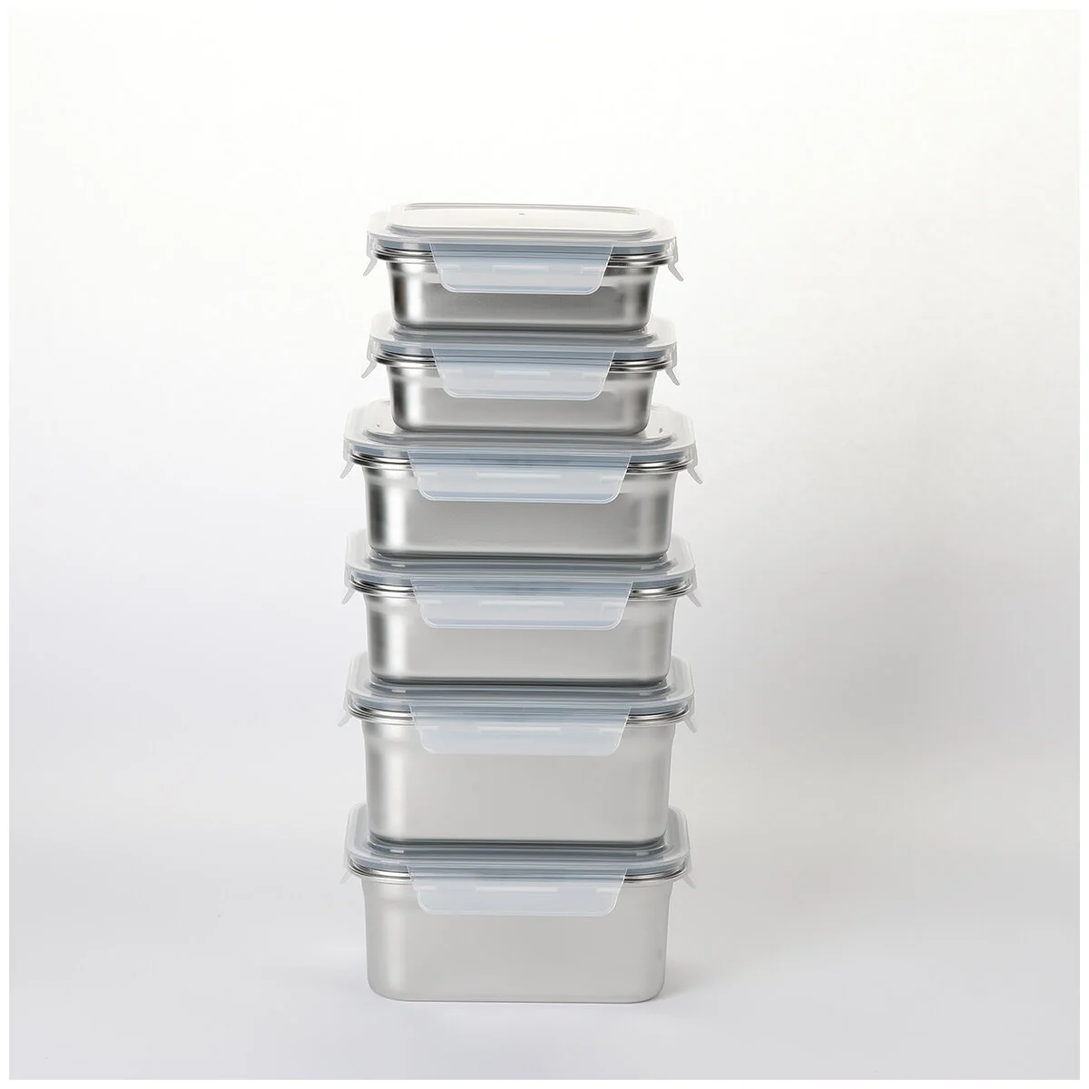 Neoflam 304 Stainless Steel Microwavable Containers 12-Piece Set Silver - Image 2