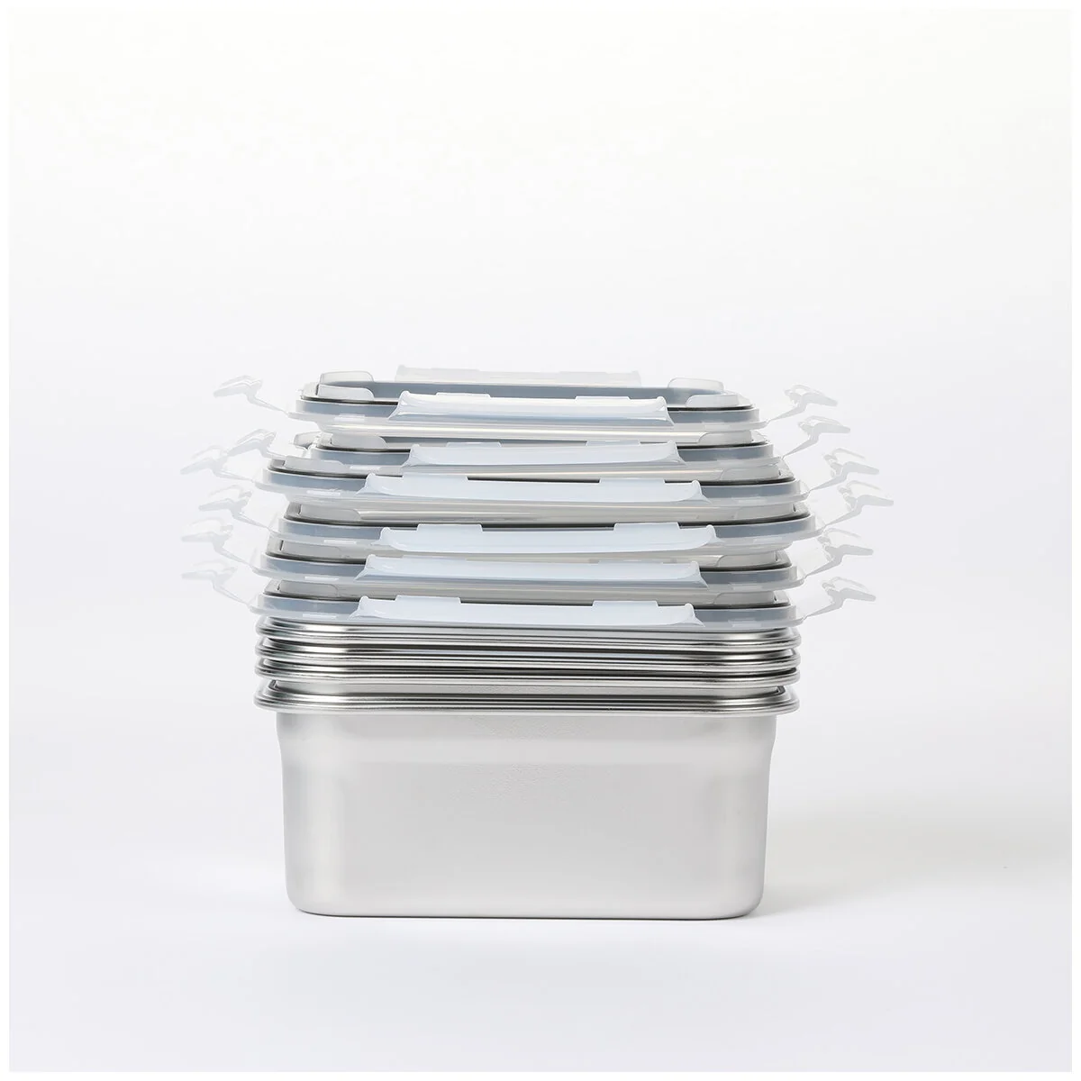 Neoflam 304 Stainless Steel Microwavable Containers 12-Piece Set Silver - Image 3