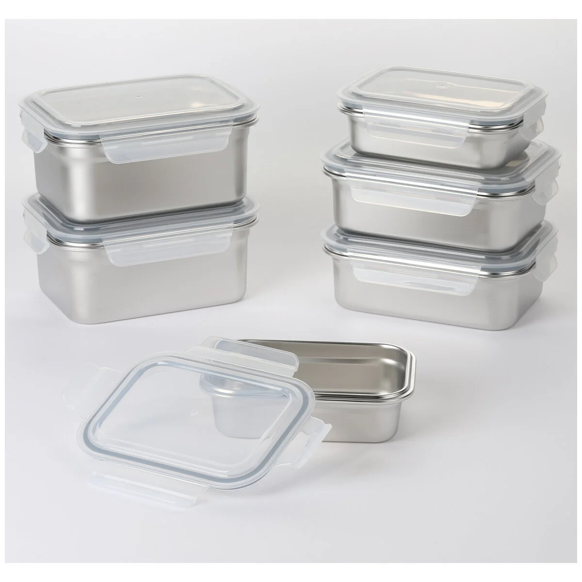 Neoflam 304 Stainless Steel Microwavable Containers 12-Piece Set Silver - Image 4
