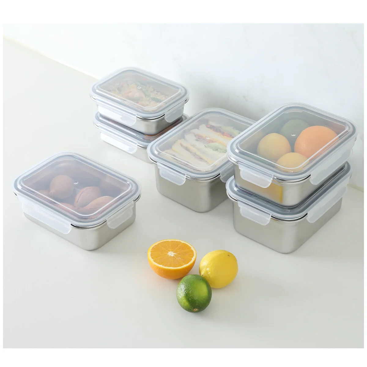 Neoflam 304 Stainless Steel Microwavable Containers 12-Piece Set Silver - Image 6