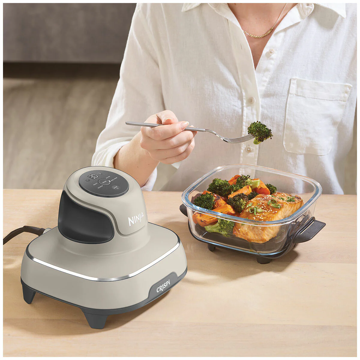 Ninja Portable Glass Air Fryer 4-in-1 1700W Capacity 6L FN101STANZ Stone