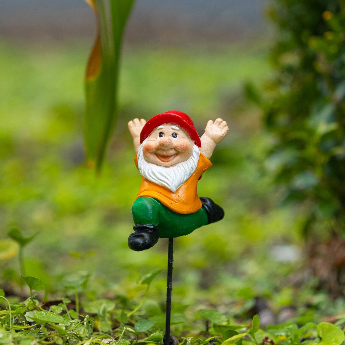 Northcote Pottery Yoga Gnome Garden Stake - 5 x 15cm - Red & Tangerine - Image 2