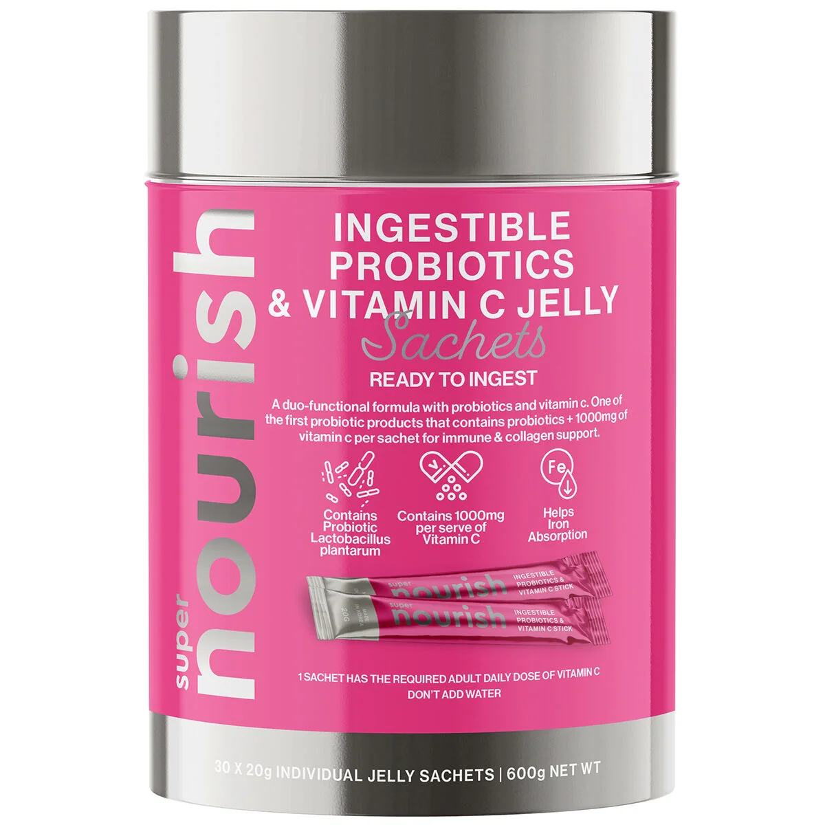 Super Nourish Probiotic & Vitamin C Jelly Sachets 30 x 20g Easy Use