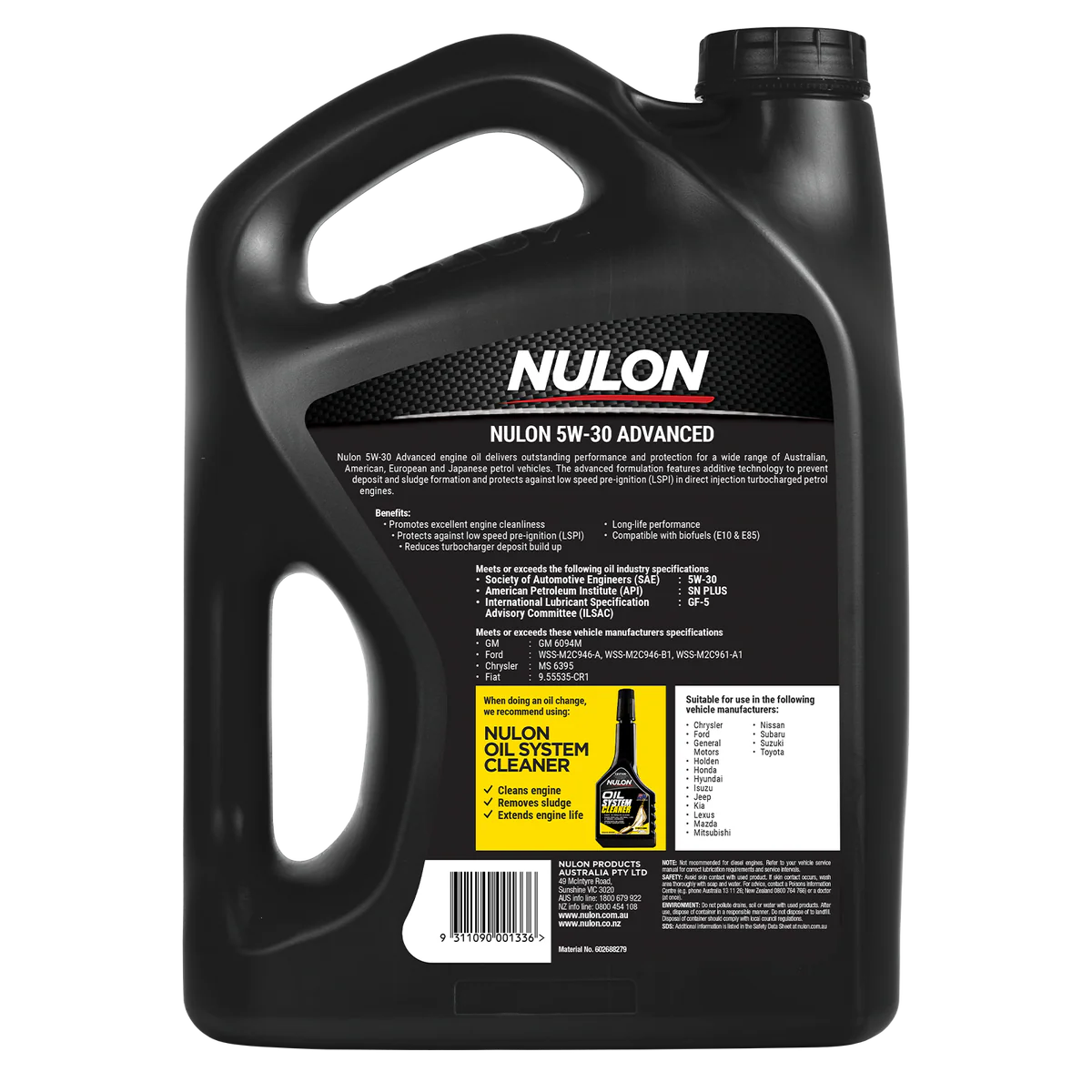 Nulon 7L Full Synthetic 5W-30 Advanced Engine Oil - Engine Protection - Cleanliness - Image 2