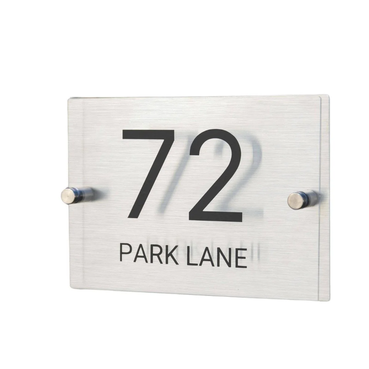 Numero Customisable Address Sign - Modern Acrylic & Stainless Steel - 200mm x 140mm - Personalised & Weatherproof