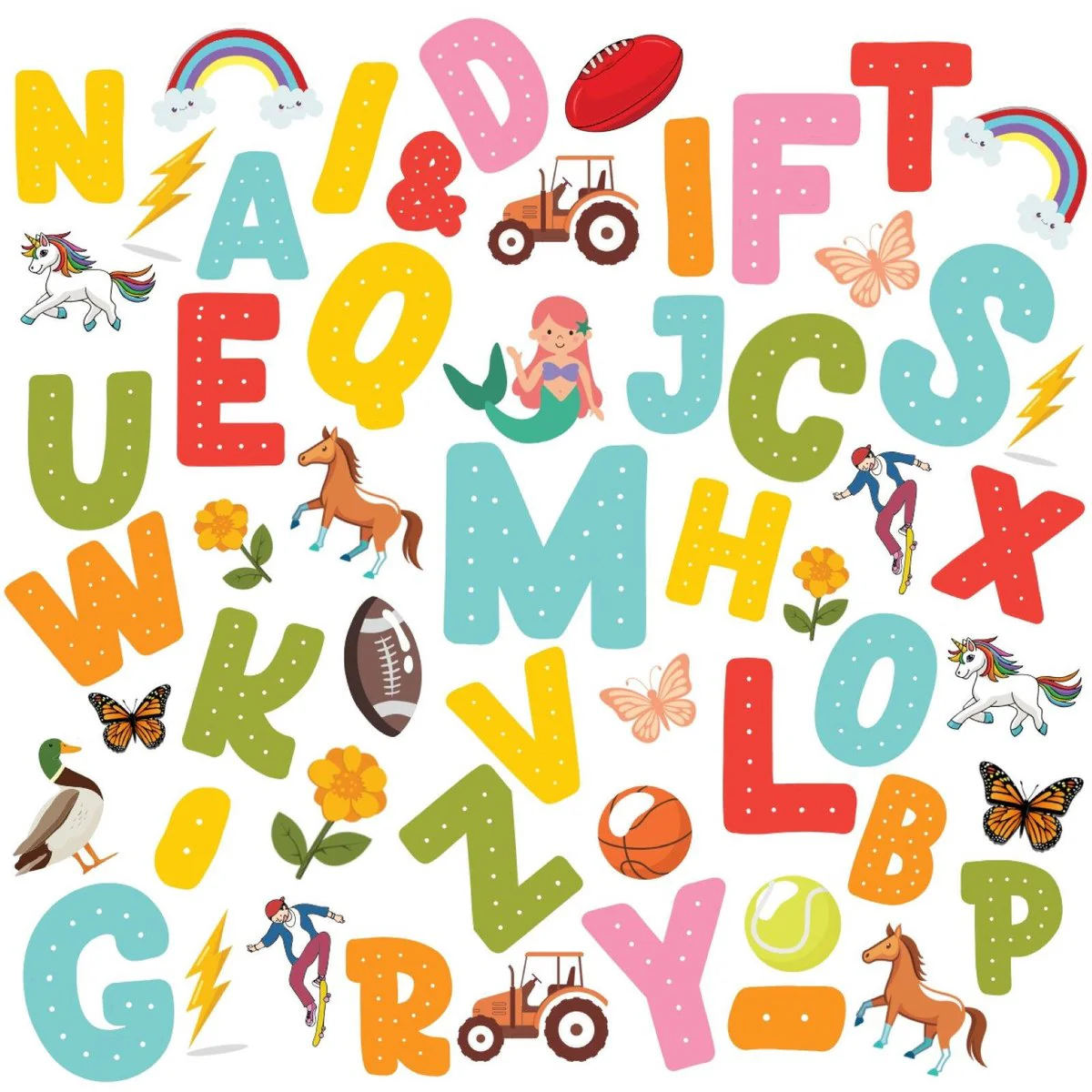 Numero Kids Vinyl Letter Kit - Customisable Vinyl Letters - 197mm x 225mm - Fun Fonts