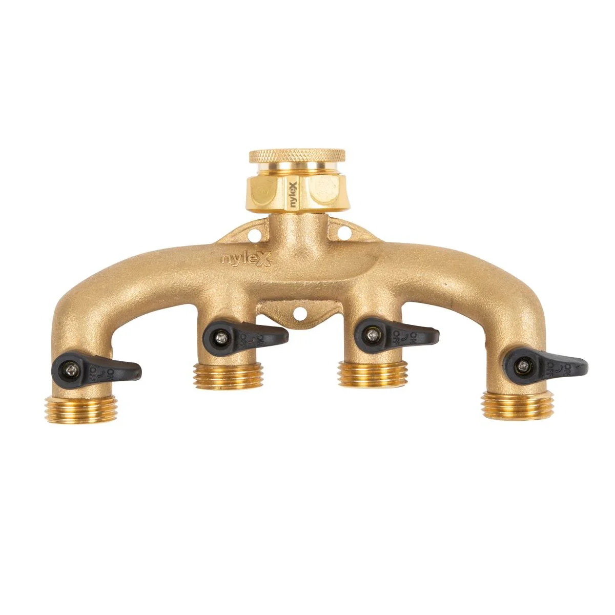 Nylex Brass 4 Way Tap Adaptor - 12mm - Solid Brass - UV Protected