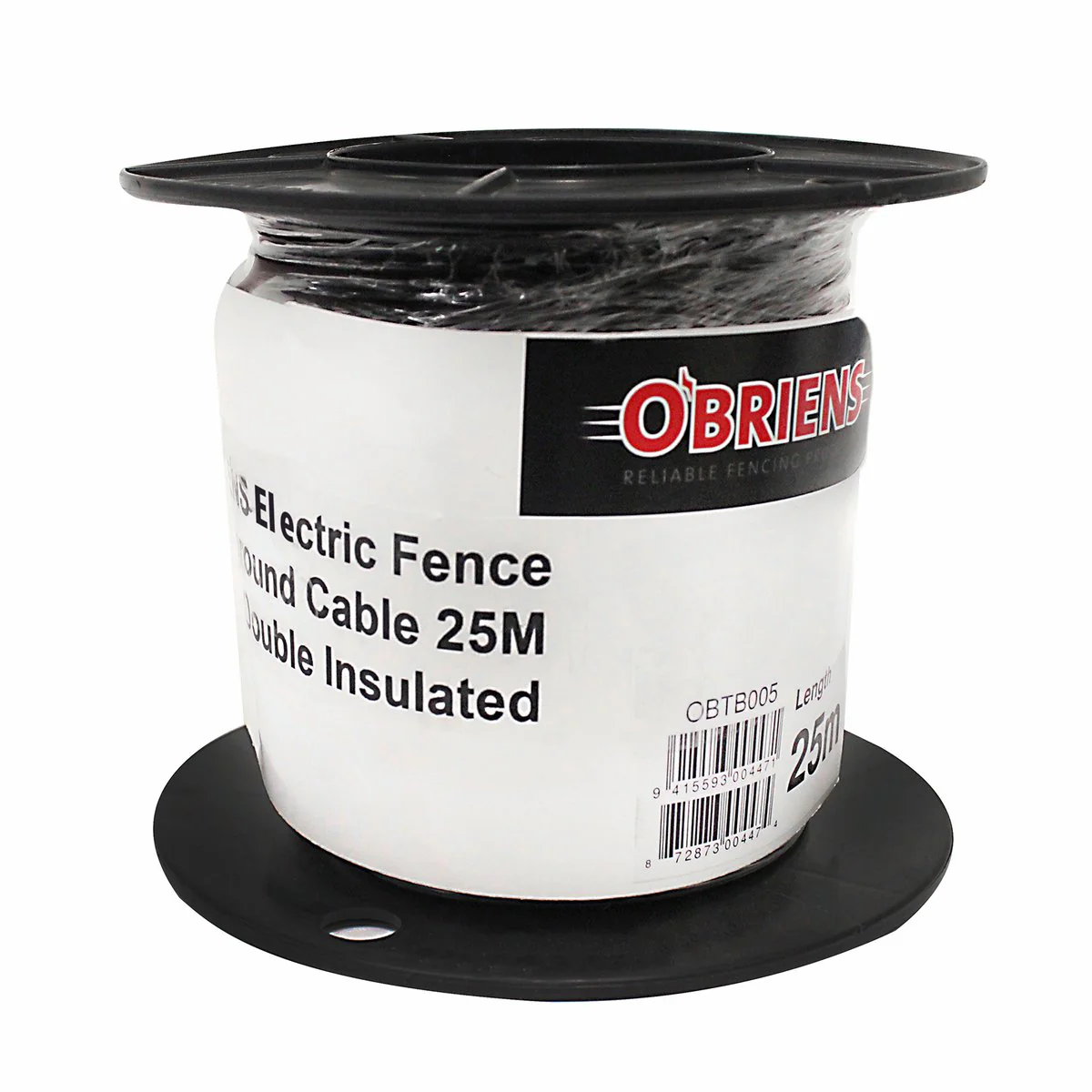 O Briens Electric Fencing Cable Leadout 25m 5mm Black - Durable Connection