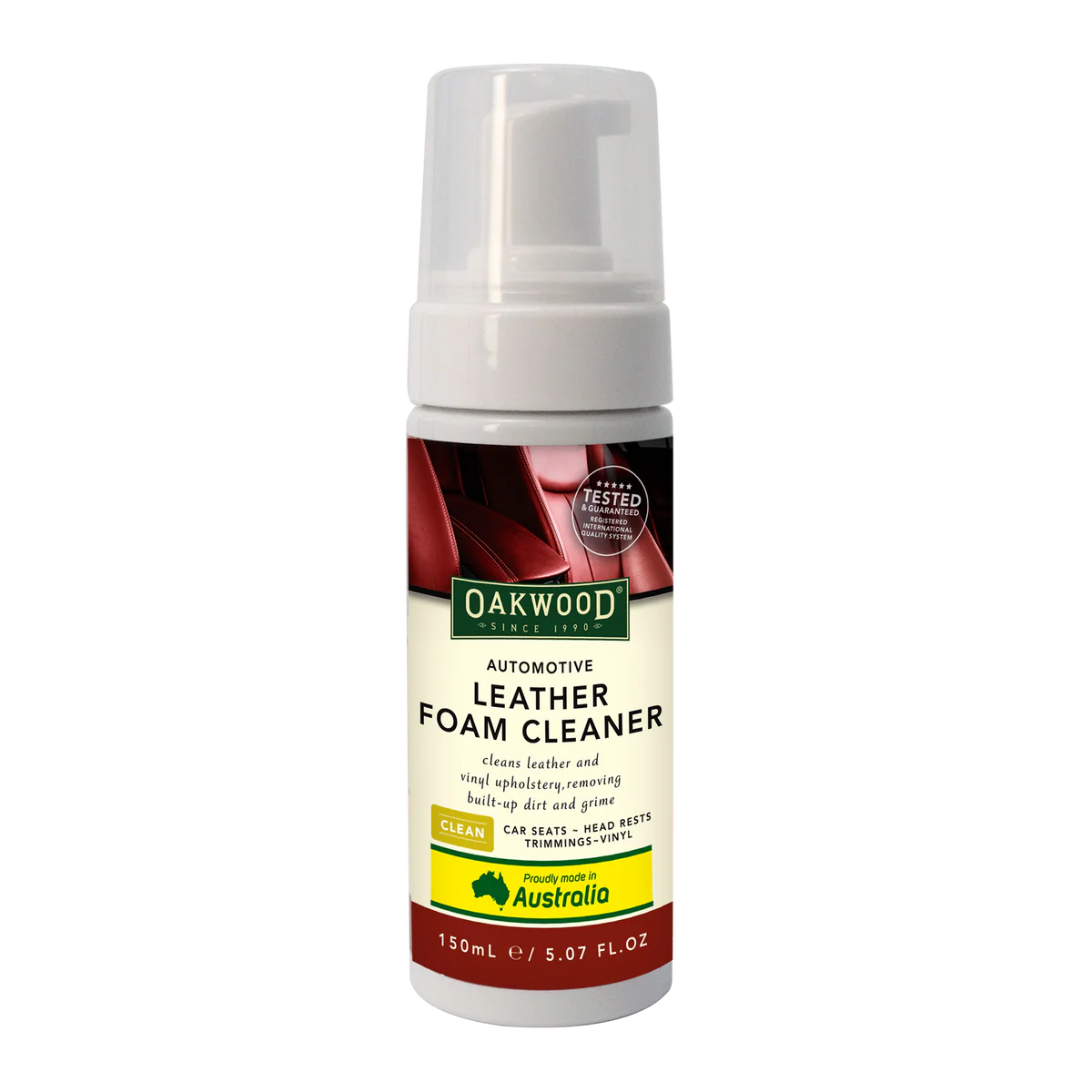 Oakwood Automotive Leather Foam Cleaner - 150ml - pH Balanced - Removes Dirt & Odours