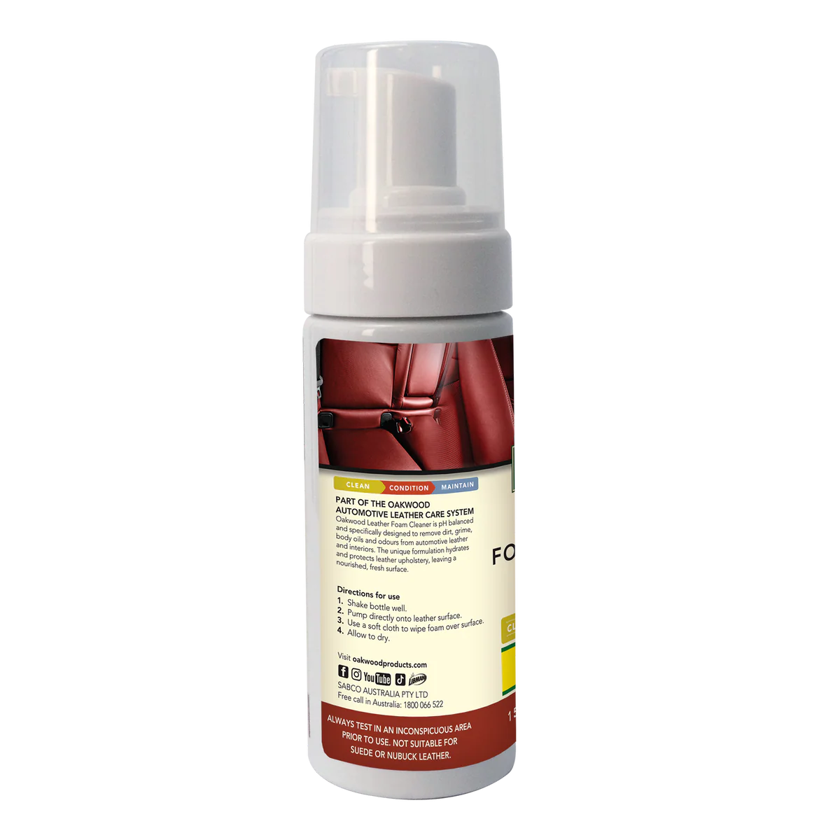 Oakwood Automotive Leather Foam Cleaner - 150ml - pH Balanced - Removes Dirt & Odours - Image 2