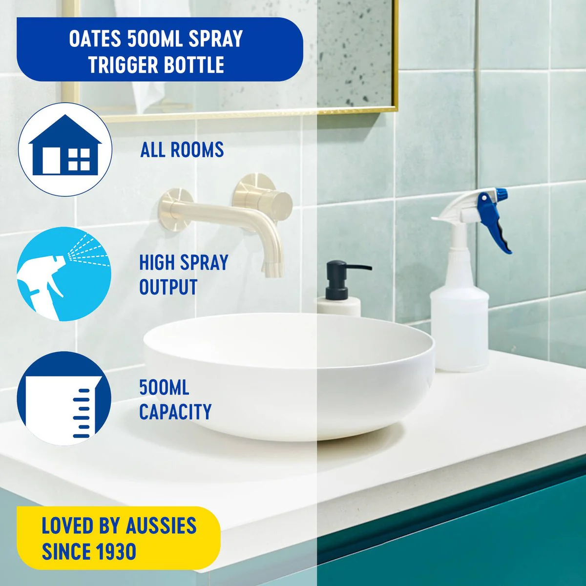 Oates 500ml Trigger Spray Bottle - Heavy-Duty - White - 0.5L - Image 2