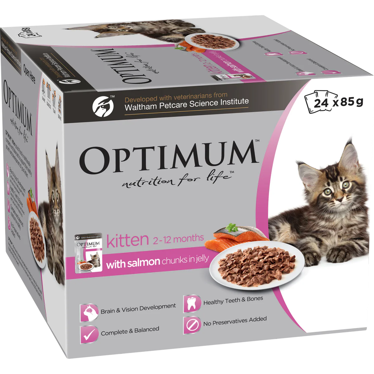 Optimum Kitten Wet Food 85g - 24 Pack - Nutritionally Complete - DHA