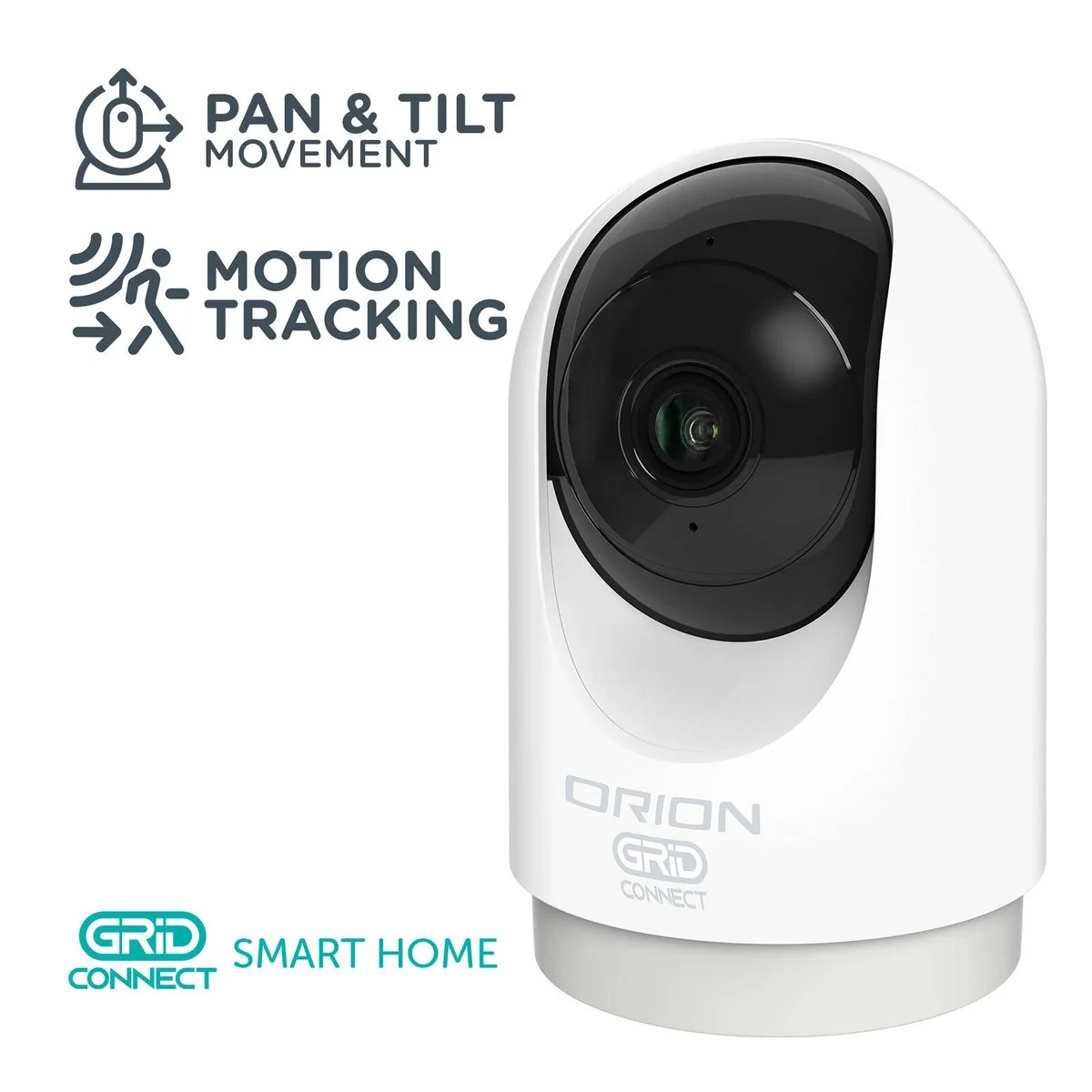 Orion Grid Connect Smart Wi Fi Indoor Pan and Tilt Security Camera - 2K-Pro - White - 24/7 Streaming - Two-Way Audio - Image 3