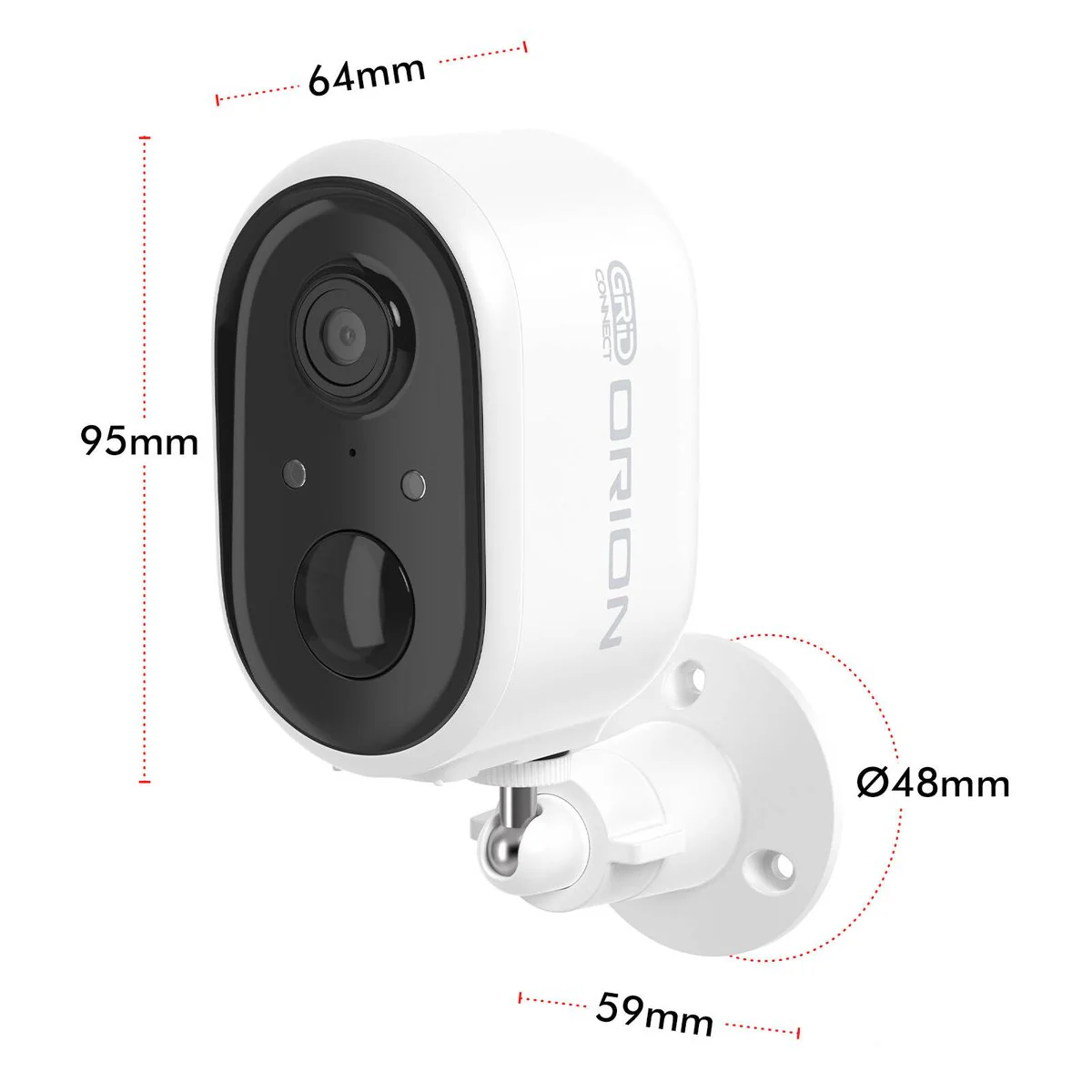 Orion Grid Connect Smart Wireless Rechargeable 3MP Security Camera - 2K Resolution - Weather Resistant - White - Image 5