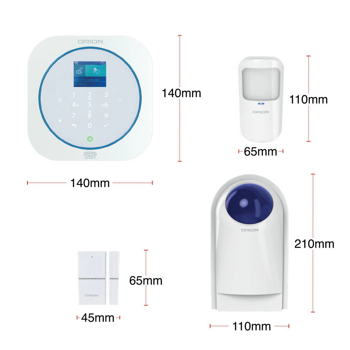 Orion Smart Alarm System Kit with Keypad - 4 Sensors - 245mm x 106mm x 213mm - Offline Functionality - Backup Battery - Image 5