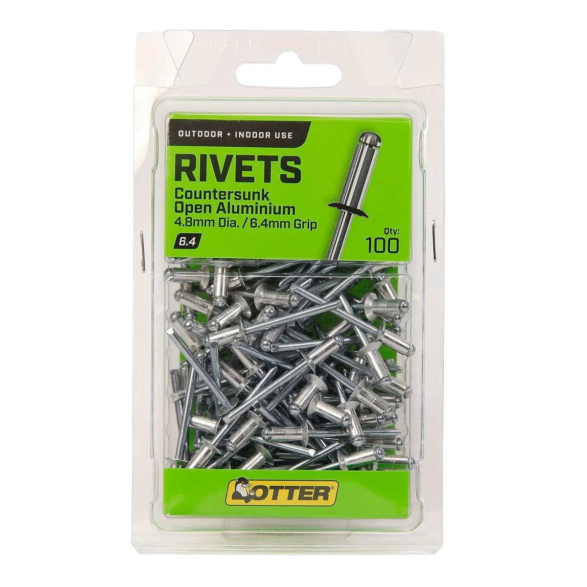 Otter 4 Countersunk Aluminium Rivets 100 Pack - 4 x 6mm - Vibration Resistant