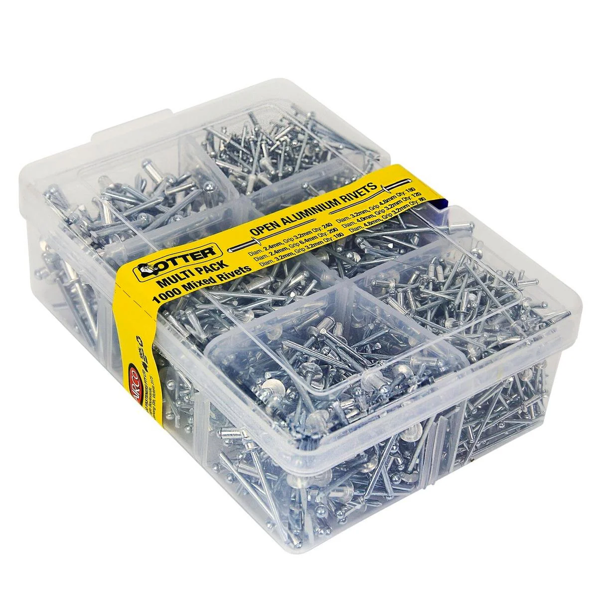 Otter Open Aluminium Rivet Combo 1000 Pack - 120mm x 178mm x 57mm