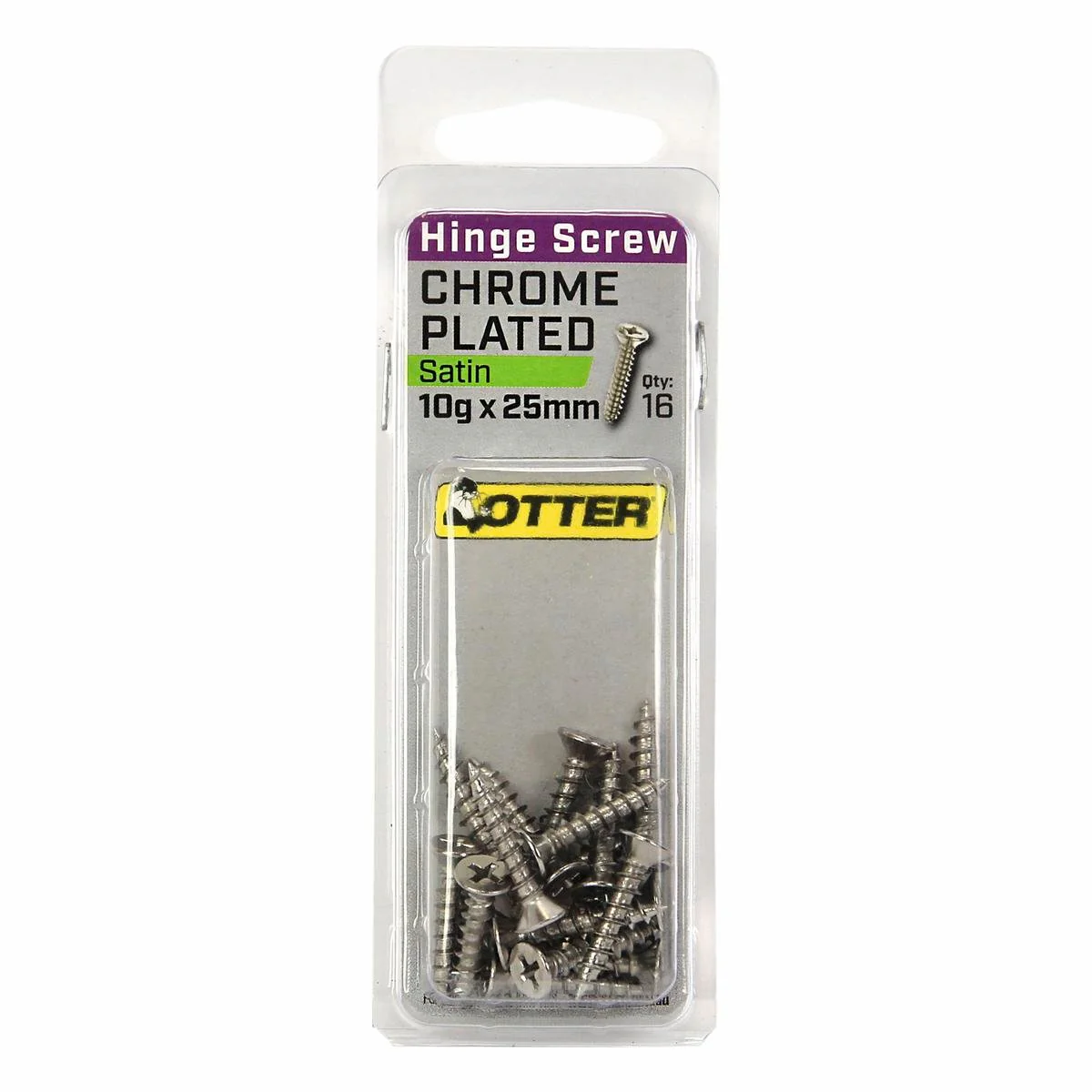 Otter Satin Chrome Hinge Screws 10 x 25mm - 16 Pack