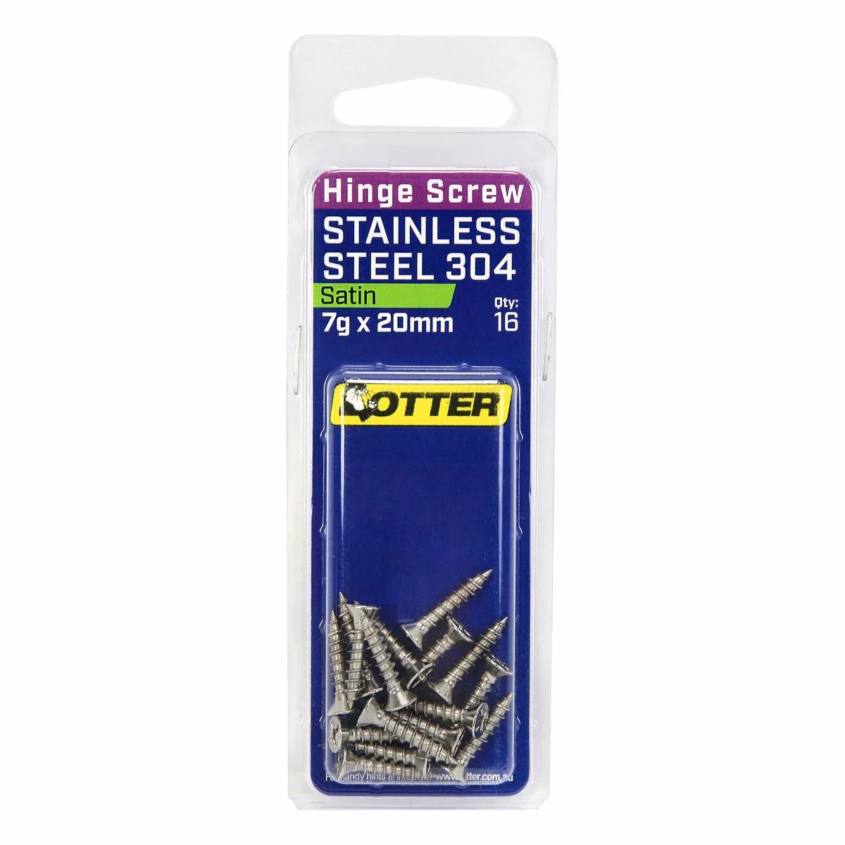 Otter Satin Stainless Steel 304 Hinge Screws 7 x 20mm - 16 Pack