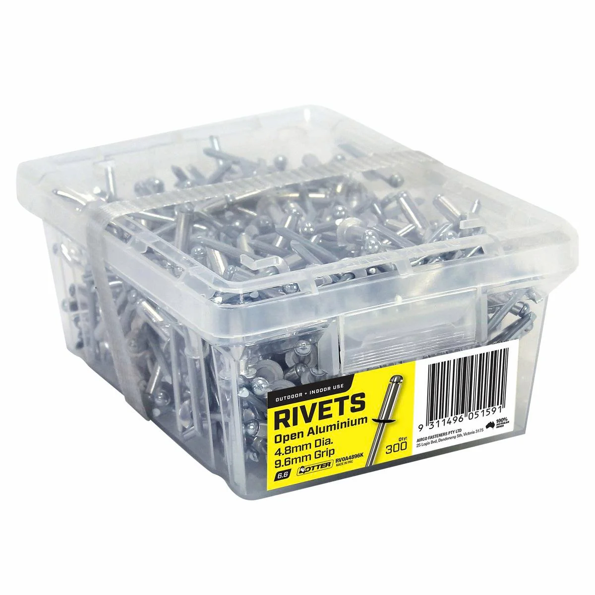 Otter Open Aluminium Blind Rivets 300 Pack - 4.8 x 9.6mm - Silver - Vibration Resistant