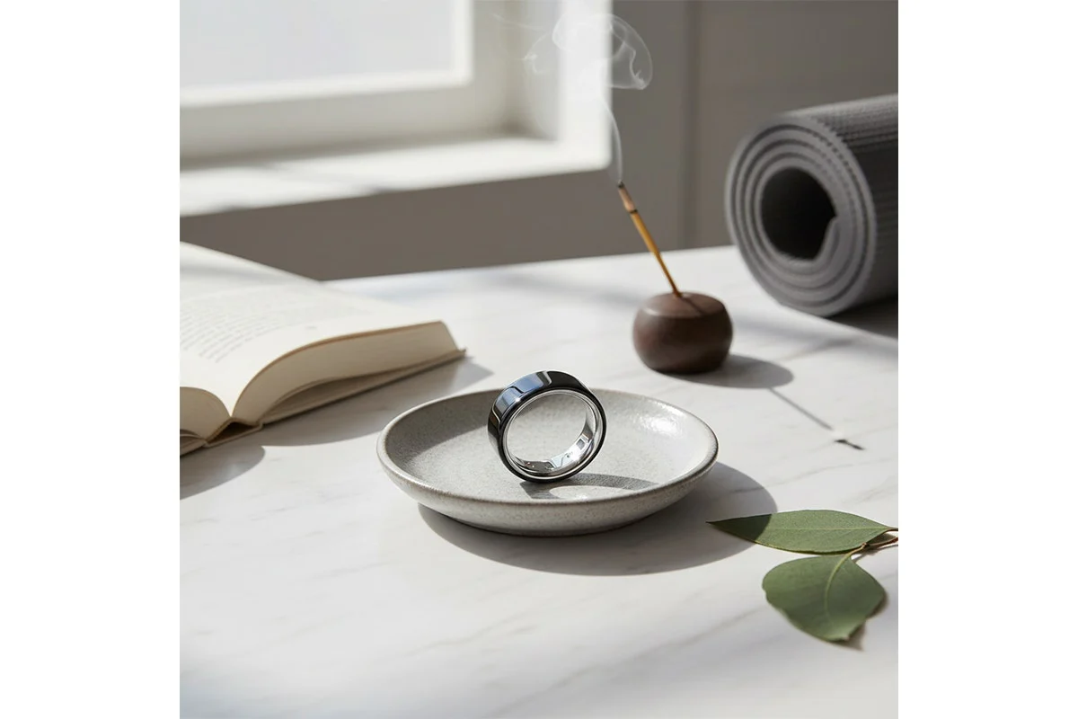 Oura Ring 4 Black Titanium Wellness Tracker, Size 13 - Image 3