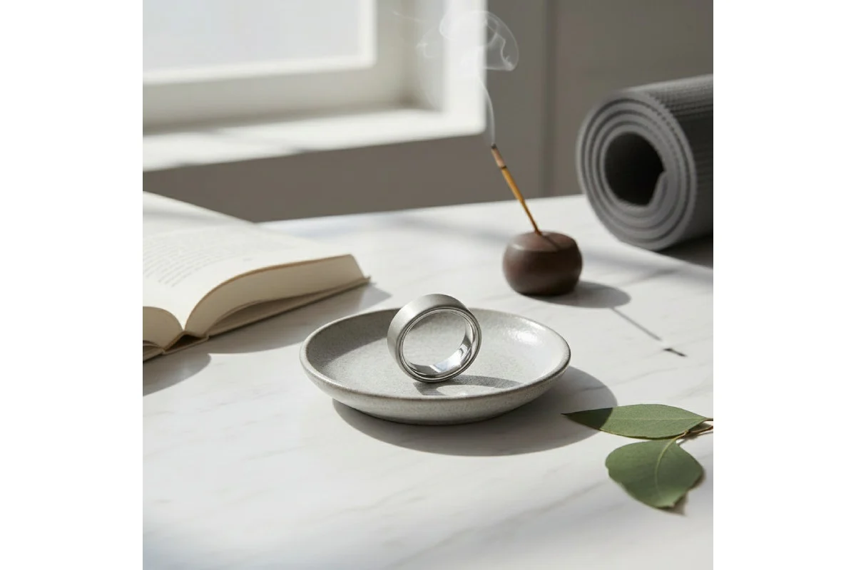 Oura Ring 4 Wellness Tracker - Brushed Silver, Size 11, Titanium Design - Image 3
