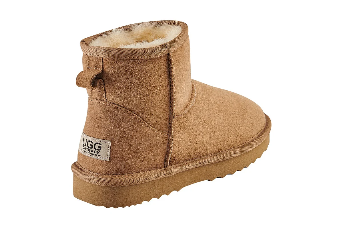 Outback UGG Unisex Premium Double Face Sheepskin Mini Classic Boots (Chestnut) - Image 4