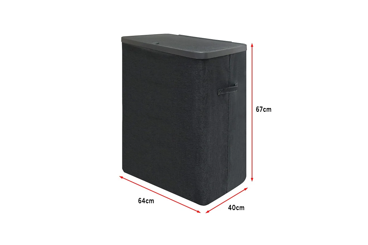 Ovela 120L Dark Grey Laundry Basket with Lid - 3-Section Organizer - Image 14