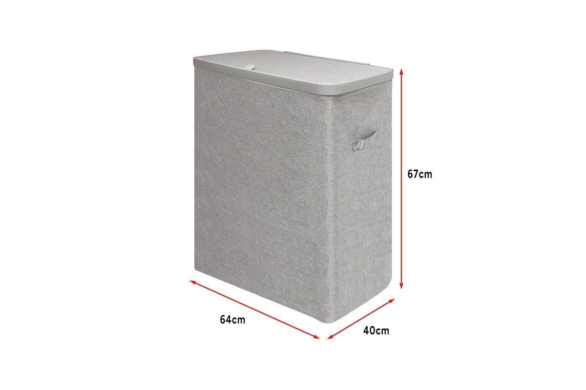 Ovela 120L Light Grey Laundry Basket with 3 Sections & Lid - Image 14