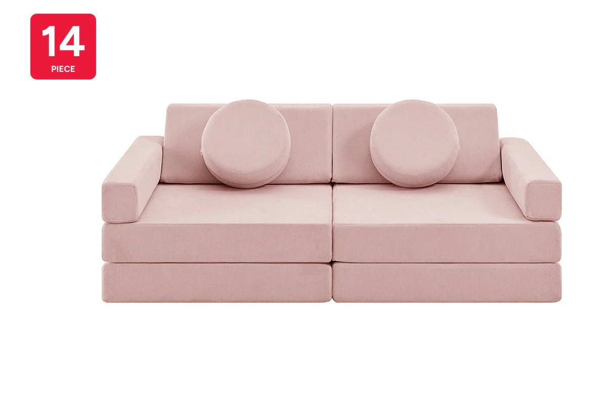 Ovela 14 Piece Double Kids Play Sofa Pink Modular Set