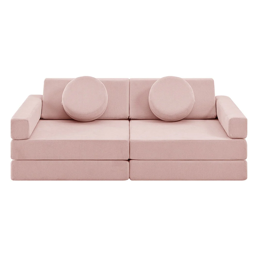 Ovela 14 Piece Double Kids Play Sofa Pink Modular Set - Image 2